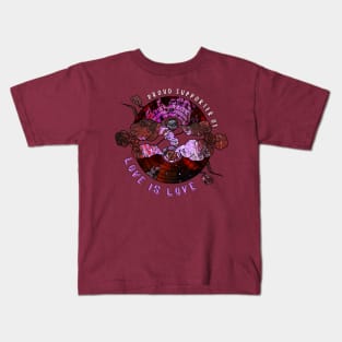 Proud Supporter of Love is Love Rainbows - Maroon & Purple Kids T-Shirt